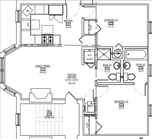 Floor plan Two Bed Two Bath