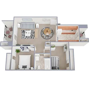 Floor plan Two Bedroom One Bath