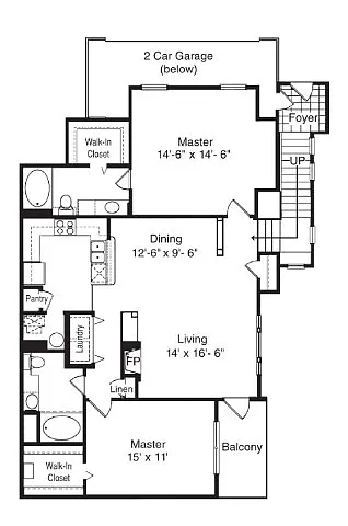 Floor plan B2 Renovated Attached Garage Included