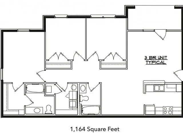 Floor plan 3 Bedroom 2 Bath