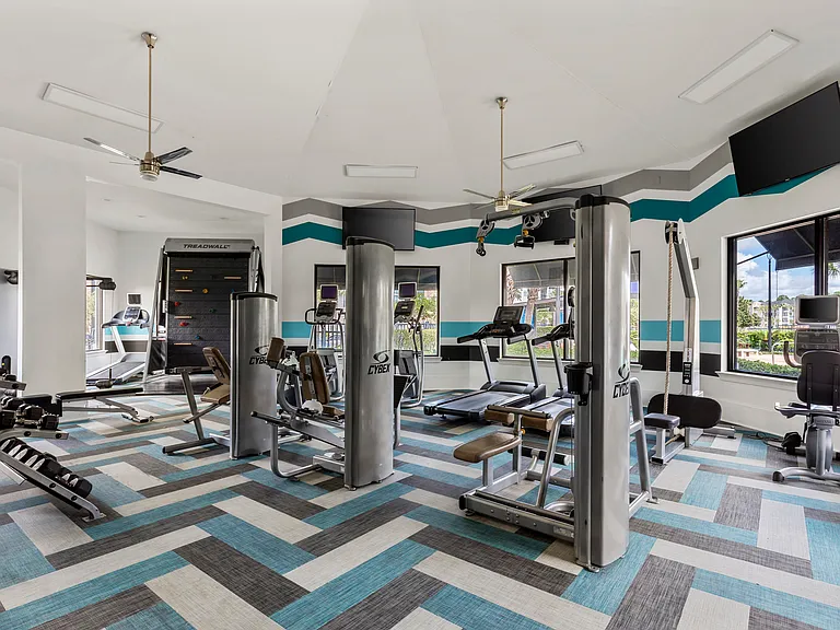 Stay active with a fully equipped fitness center right at home.