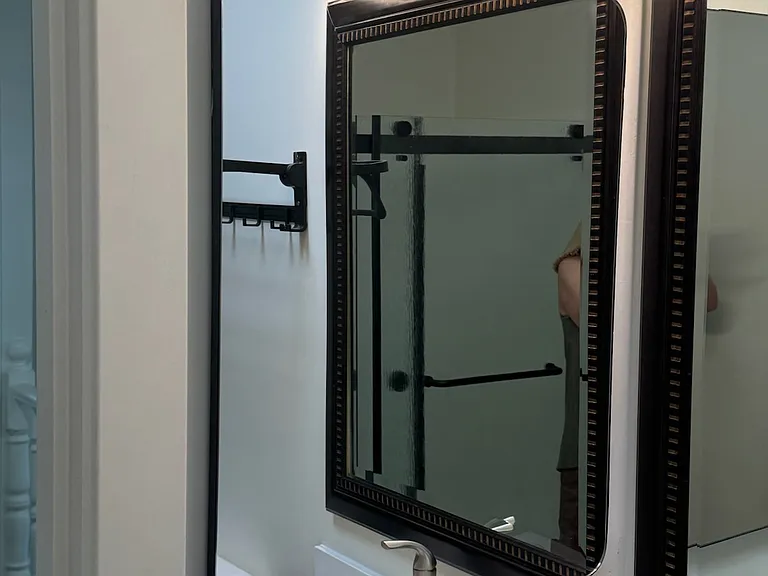 New large medicine cabinet and custom hanging adjacent mirror