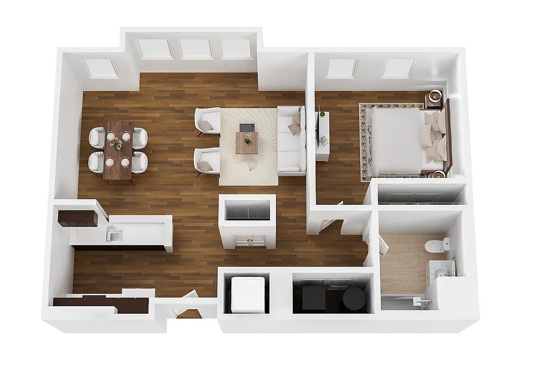Floor plan 1 Bed, 1 Bath - Small