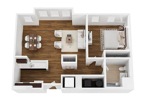 Floor plan 1 Bed, 1 Bath