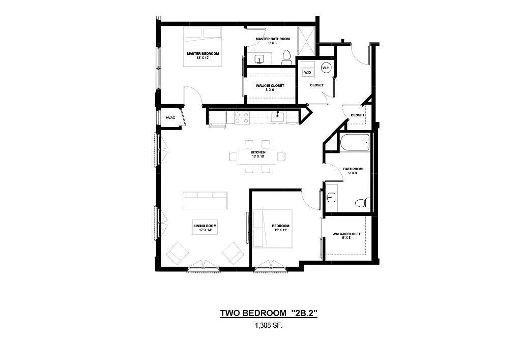 Floor plan 2 Bedroom Corner