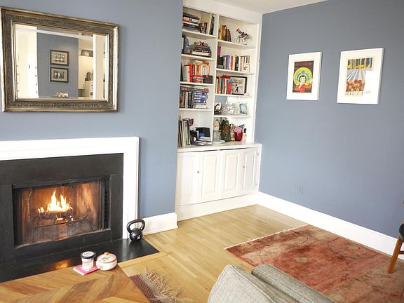 Fireplace and Bookshelves