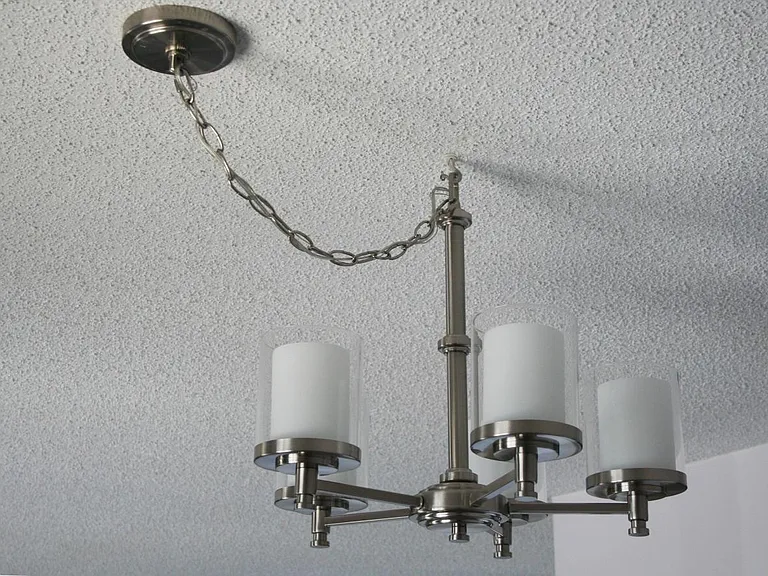 Modern ceiling fixture in dining area
