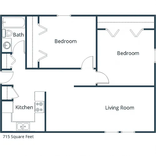 Floor plan Two Bedroom 21A
