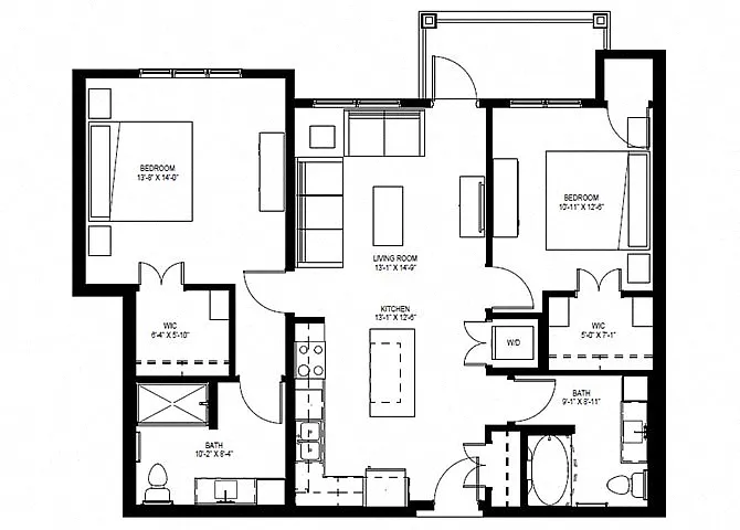 Floor plan Two Bedroom E
