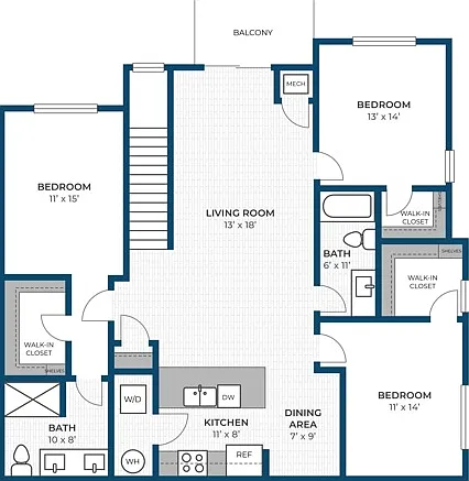 Floor Plan 3BR B3 | Seasons at Hoffman Estates | Apartments in Hoffman Estates, IL Floor Plan 3BR B3 | Seasons at Hoffman Estates | Apartments in Hoffman Estates, IL