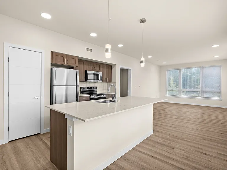 Modern kitchen with island and open layout. Modern kitchen with island and open layout.