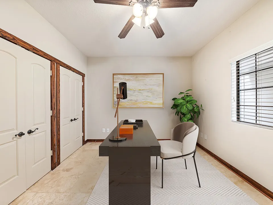Virtually staged- versatile room, perfect as bedroom, office, or flex space on the first floor.