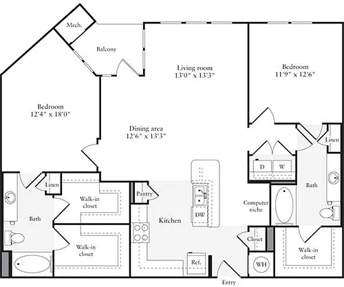Floor plan 2 Bedrooms J