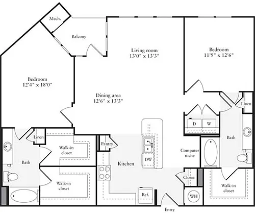 Floor plan 2 Bedrooms J