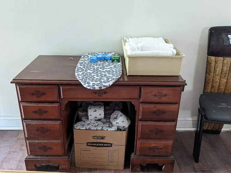 table with supplies for airbnb guests