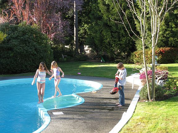 Kids playing in the backyard