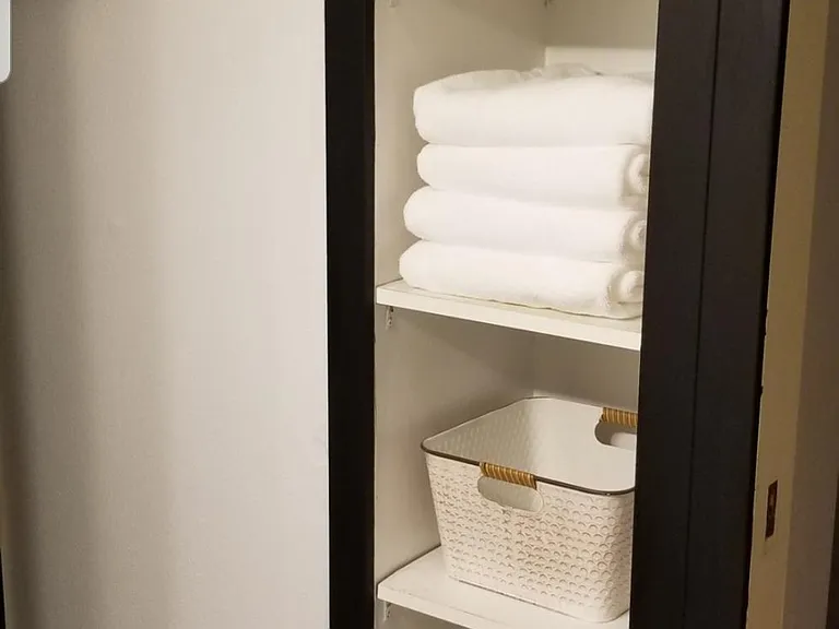 master bath storage area.