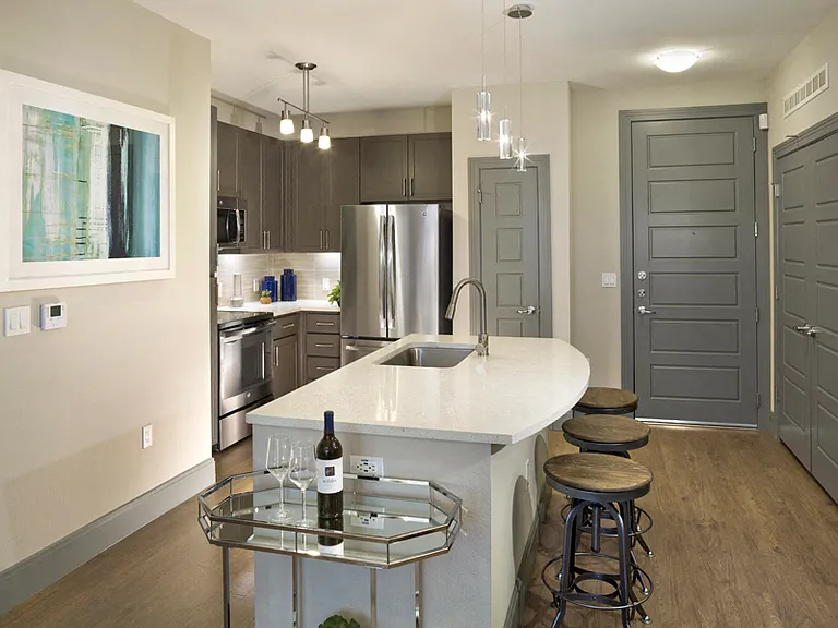 Kitchen islands in select apartments