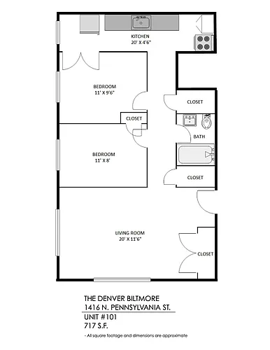 Floor plan 2 Bedroom, 1 Bath