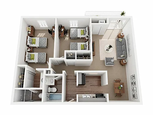 Floor plan B3DO Floor Plan(Double Occupancy*) - Limited Spots