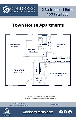 Floor plan Two Bedroom with Dining Room
