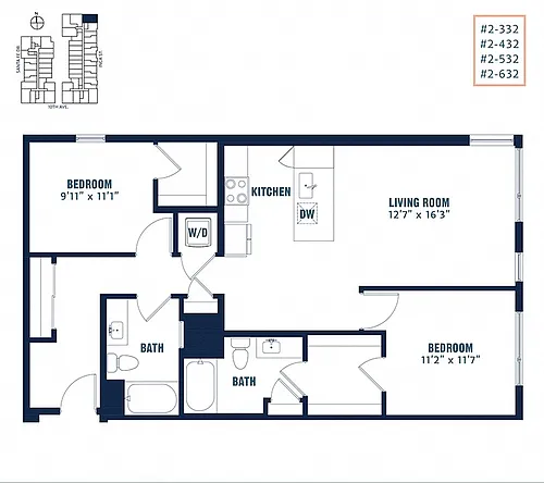 Floor plan Quin 2 Bedroom C5