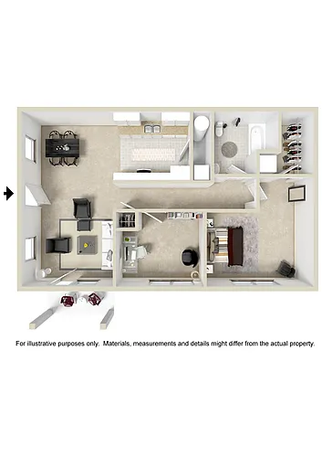 Floor plan Hilltops One Bedroom Den