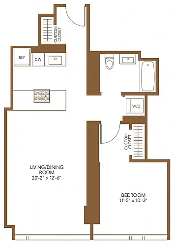 Floor plan 1 Bed 1 Bath