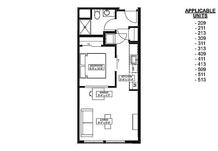 Floor plan 1 Bed x 1 Bath