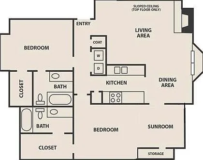 B3 floor plan Creekwood Apartment Homes