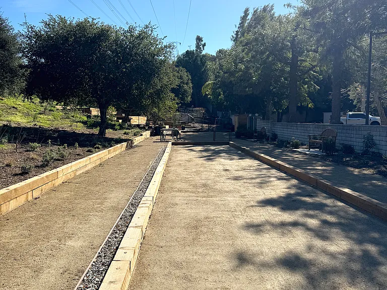 The bocce court in our community garden
