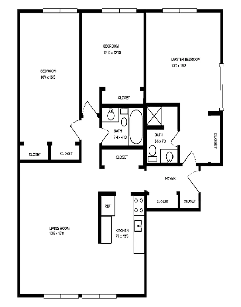 Floor plan 3 Bedroom - 2 Bath