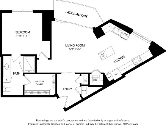 A3 1 bed 1 bath - 867Square Feet A3 1 bed 1 bath - 867Square Feet