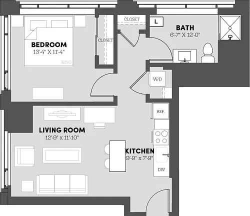 Floor plan 1 Bed/1 Bath-A5