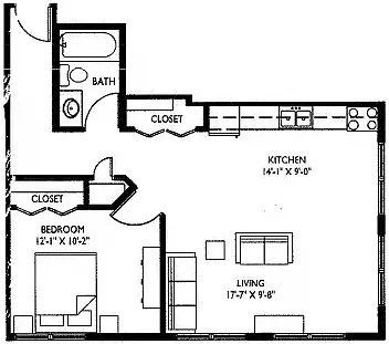 Floor plan One Bedroom D Small