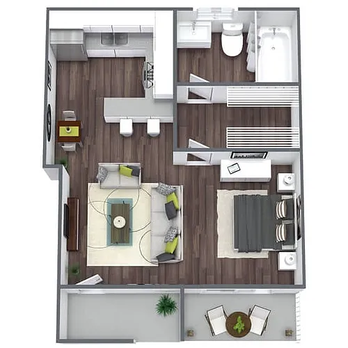 Floor plan S1: 0 Bed 1 Bath