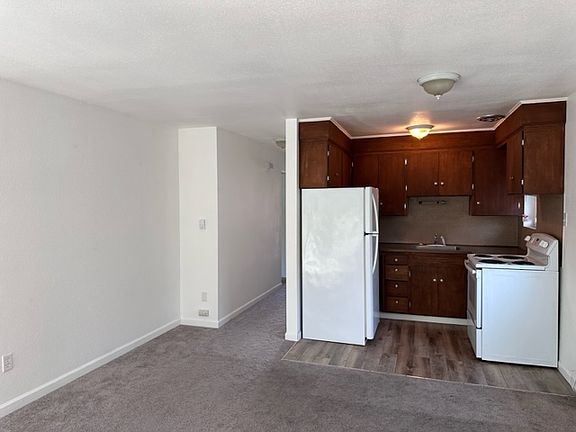 View from living room to kitchen area.