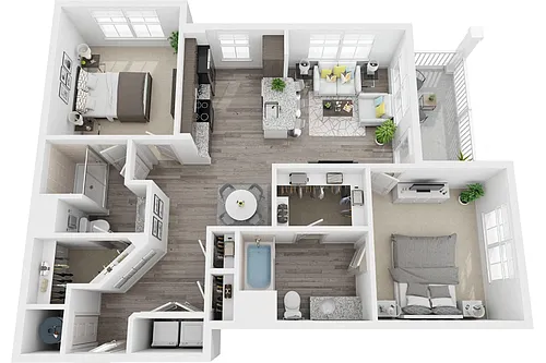Floor plan 2A 2 Bedroom 2 Bath