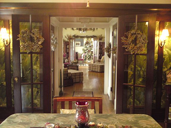 View through front of home