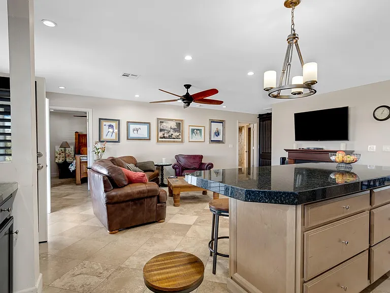 View from kitchen to living room.