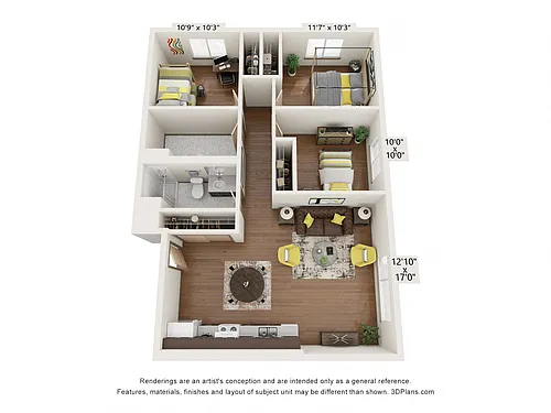 Floor plan 3 Bedroom 60 Percent AMI