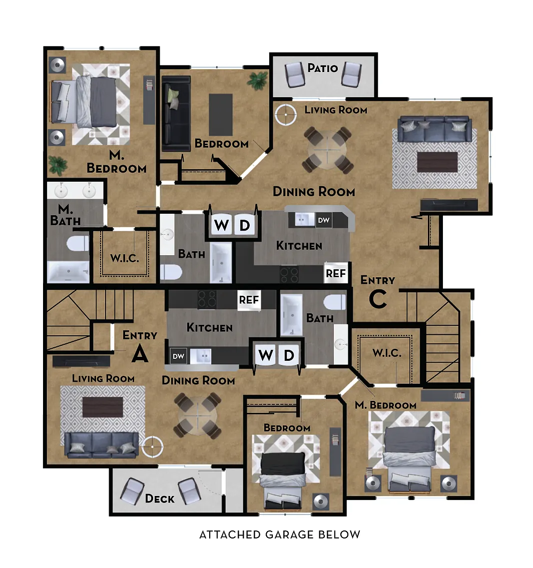 Floor plan 2x2 Upstairs unit