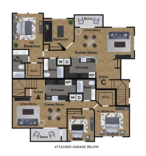 Floor plan 2x2 Upstairs unit