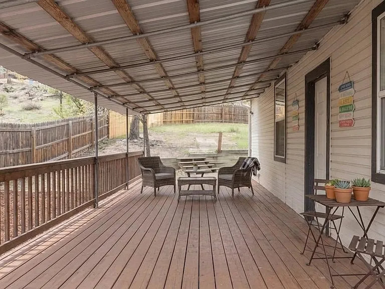 Deck off the garage.