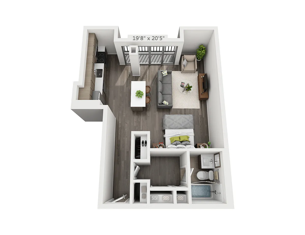 Floor plan Studio with Balcony A2
