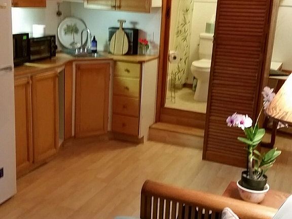 Kitchen/ living area/ bathroom.