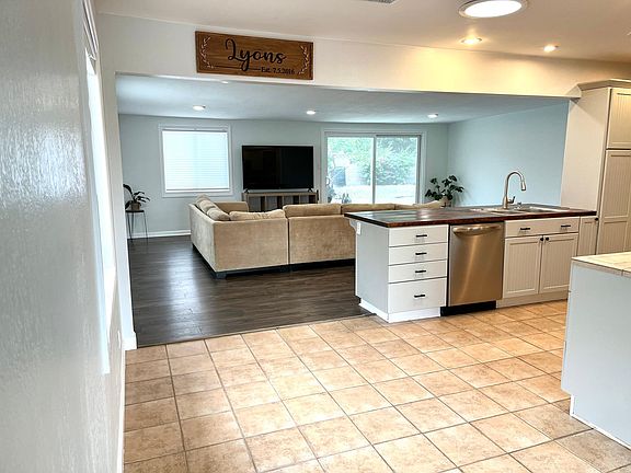 Kitchen and family room