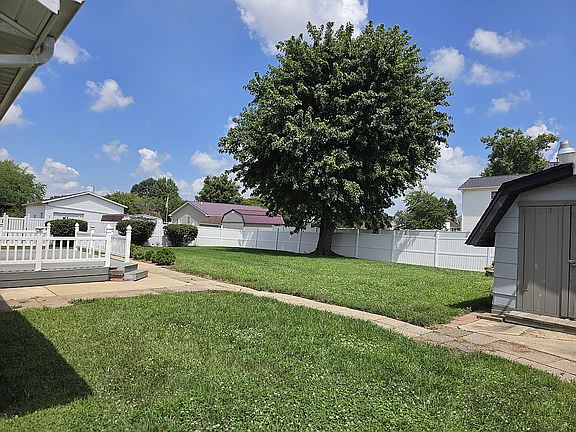 Back yard with garden shed