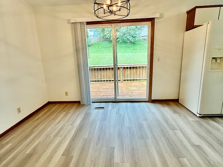 Dining room out to deck and backyard