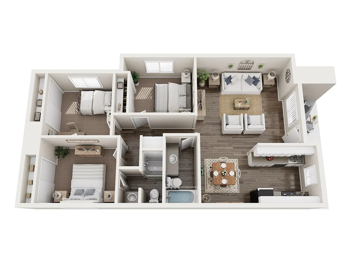 Floor plan Three Bedroom Two Bathroom